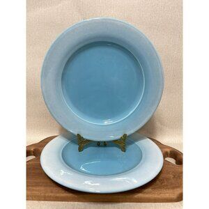 TIFFANI Dinner Plates 2 TURQUOISE Blue Drip Glaze Made in Italy